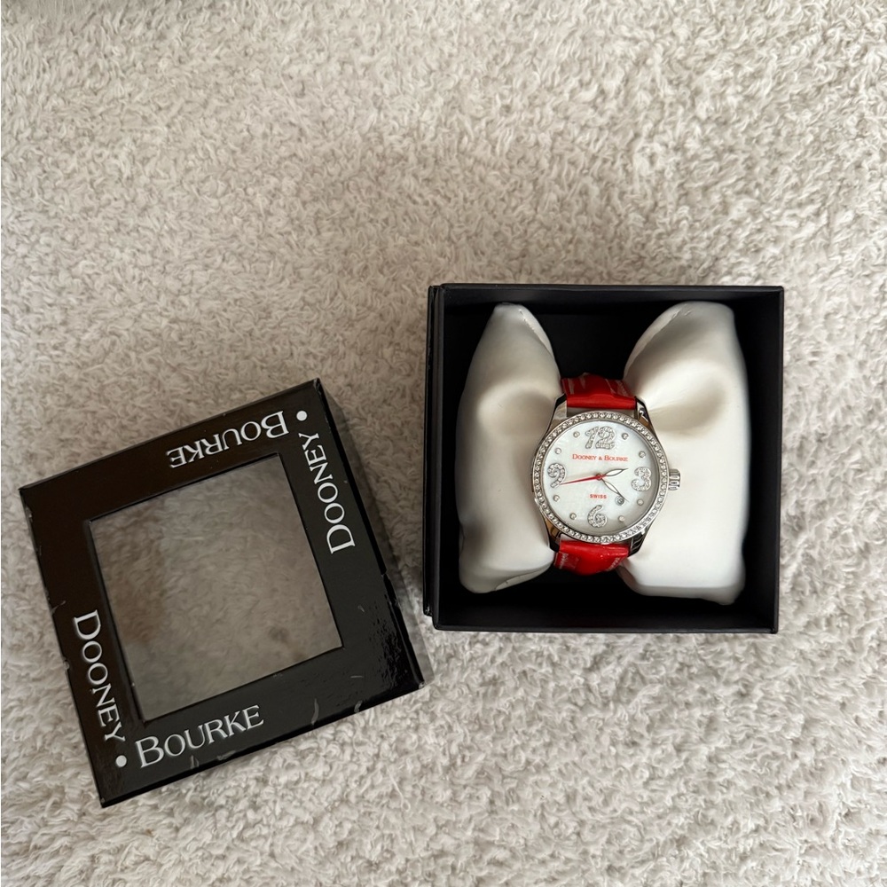 Dooney & Bourke Red and Silver Smartwatch with Classic Design